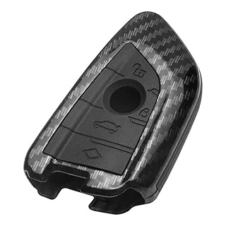 TANGSEN Smart Key Fob Case for BMW 2 5 6 7 Series X1 X2 X3 X5 X6 3 4 Button Keyless Entry Remote Personalized Protective Cover Plastic Carbon Fiber Pattern Black Silicone