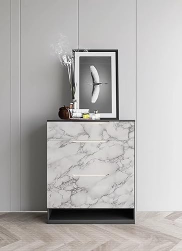 Miniatura 5 de VIOPVERY Papel tapiz de mármol blanco oscuro de 35 x 197 pulgadas, adhesivo adhesivo para tirar y pegar, papel de contacto para encimeras, papel de