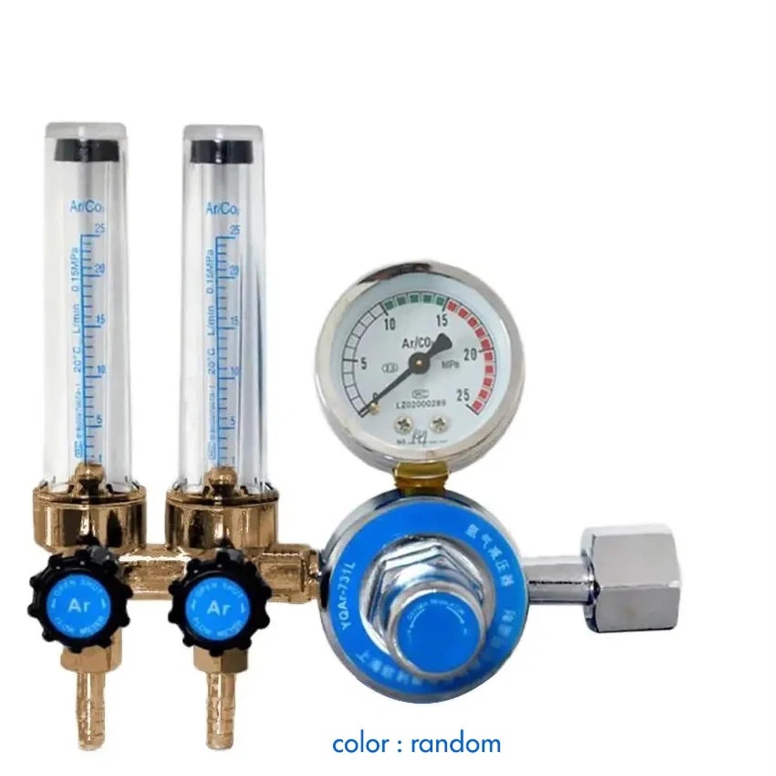 Argon Gas Flowmeter Regulator Shock-Proof Pressure Reducer Gauge Single/Double Tube Flowmeter for Argon Arc Welding, ????????(A)