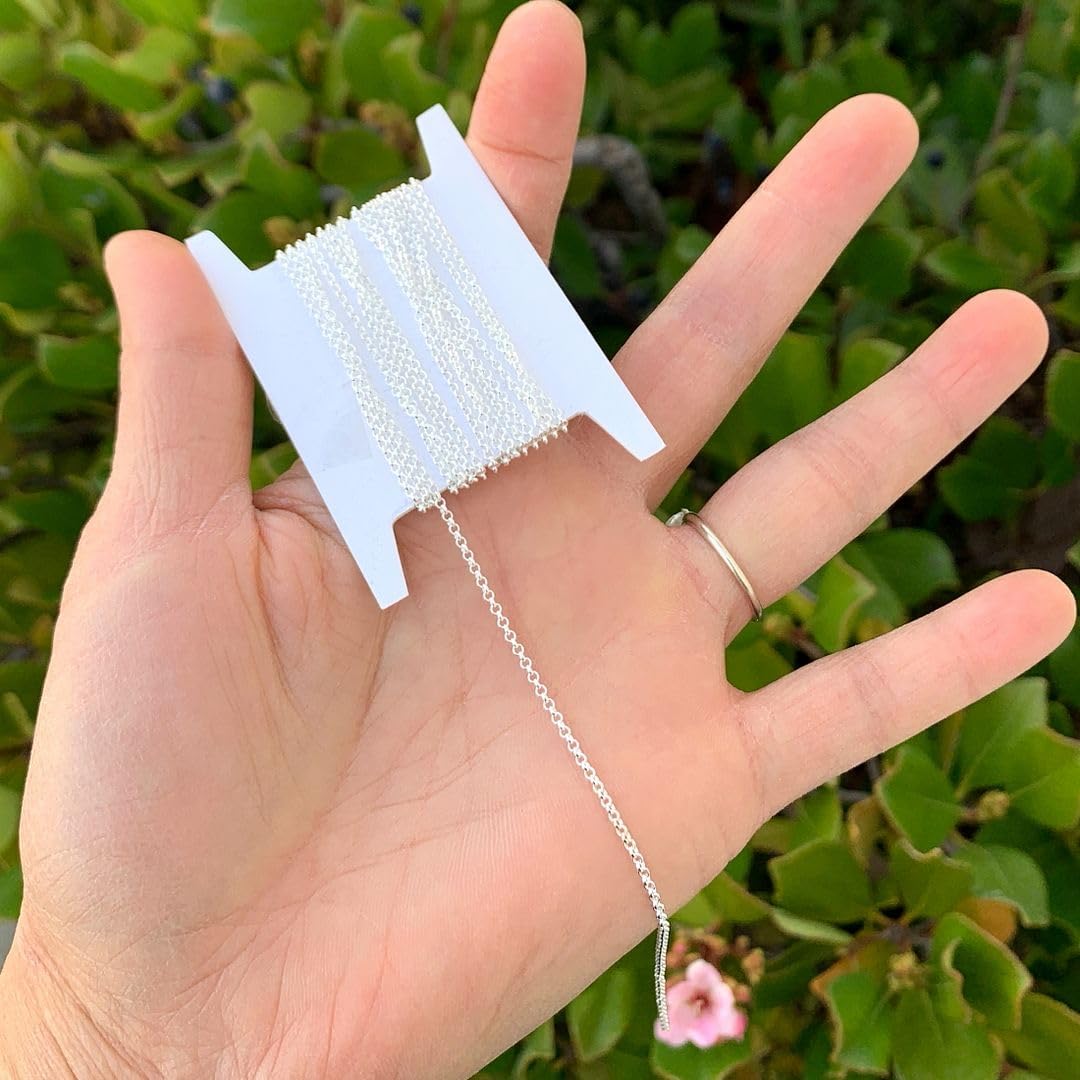 Adabele 5 Feet Authentic 925 Sterling Silver Unfinished Rolo Belcher Cable Chain Link 1.5mm (0.06 Inch) Thin Small Bulk Hypoallergenic Nickel Free for DIY Craft Jewelry Making SSK-A1 - Image 3