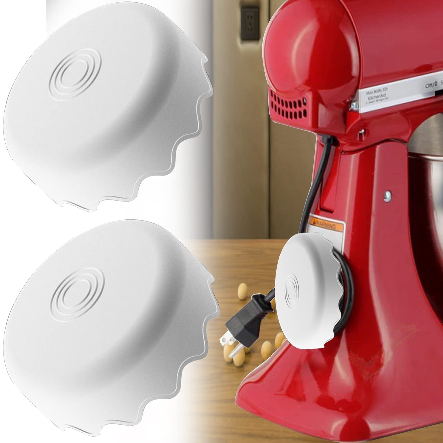 MAKINGTEC Small Appliance Power Cord Winder, 2-piece Kitchen Appliance Power Plug Cord Organizer for Bathroom Rv to Keep the Desktop Clean and Tidy (White)