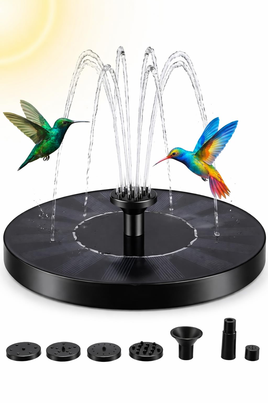 Solar Water Fountain Pump with 7 Spray Nozzles, Solar Powered Water Fountain Floating Pump for Bird Bath, Pond & Garden Decoration, Eco-Friendly Solar Fountain, No Electricity Required — view 9