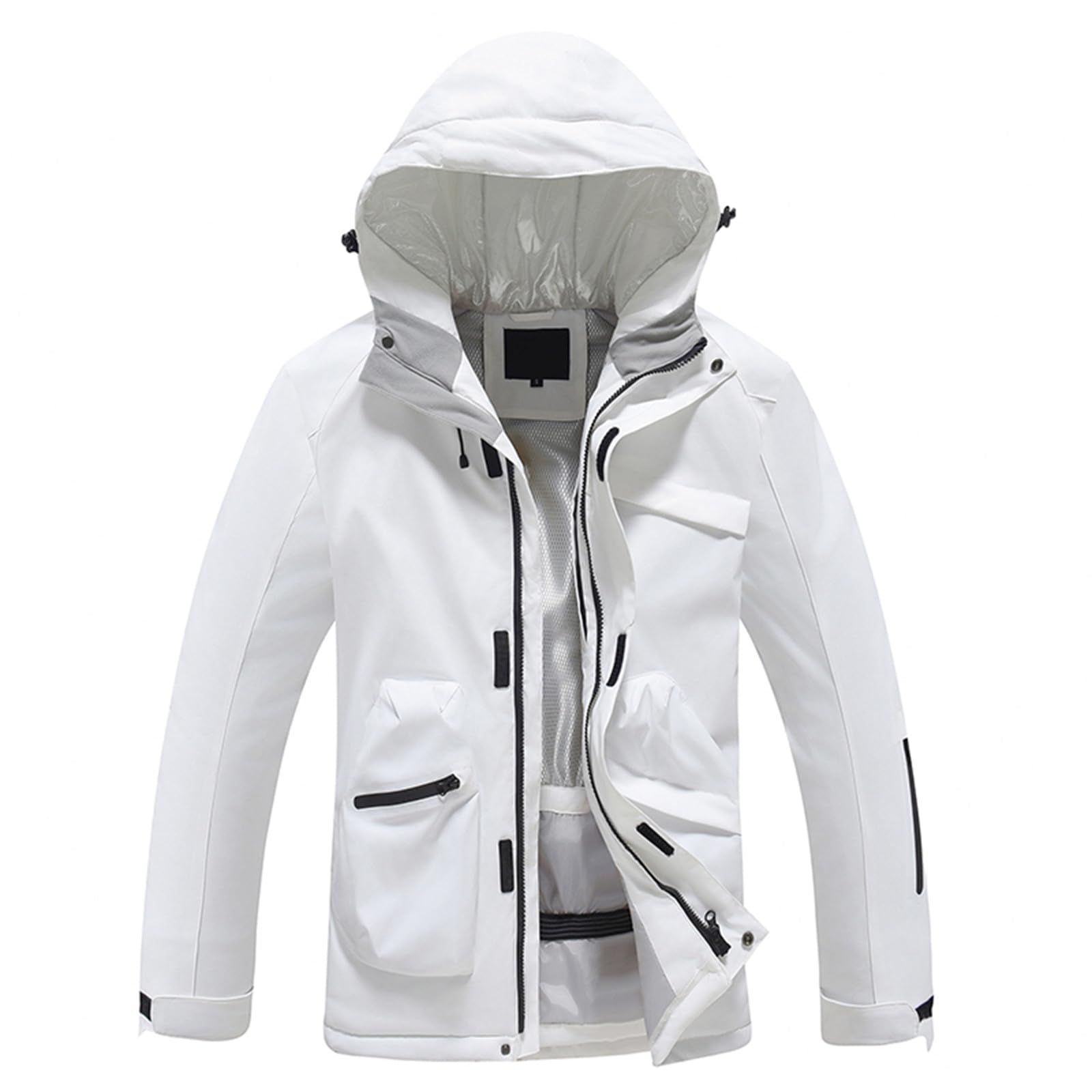 Generisch Combinaison de ski d'hiver pour homme, couleur unie, avec veste chaude et respirante pour l'extérieur, blanche, taille M