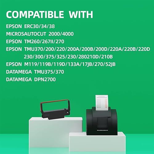Miniatura 3 de Cosob - Paquete de 30 cintas ERC303438 compatibles con impresoras Epson TM-U220 M188B ERC30 ERC34 ERC38 NK506