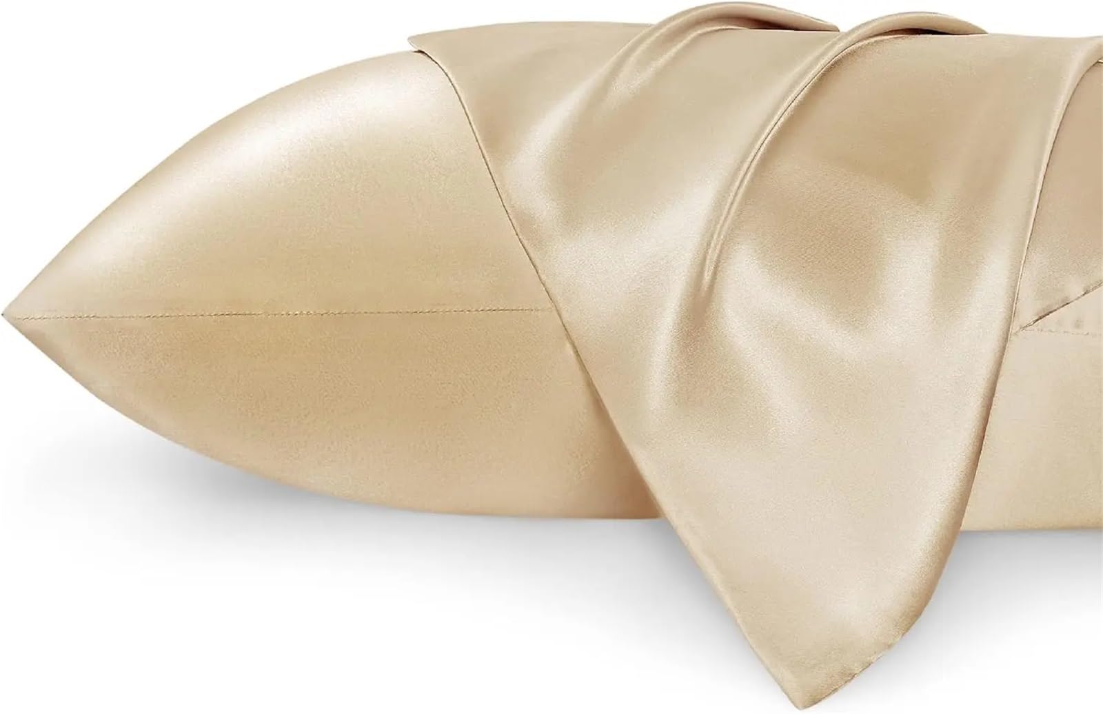 2PCS Satin Pillowcase for Hair and Skin Silky with Envelope Closure for Bedding(Champagne,51x91 cm)