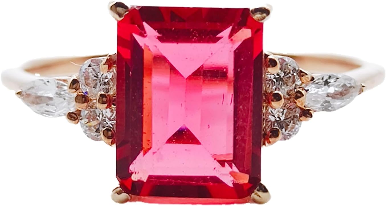 Solid Silver Emerald Cut Pink Tourmaline Engagement Ring Pink Tourmaline Ring Gold Pink Tourmaline Ring Ring for women Mom Ring