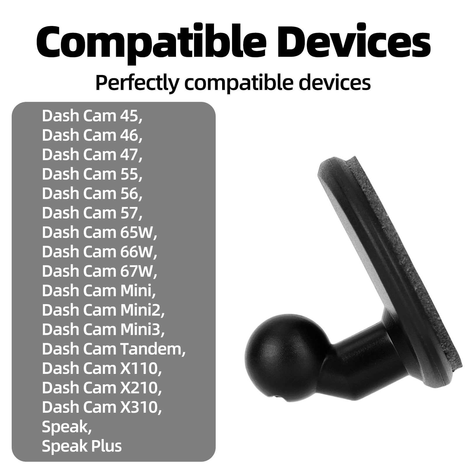 2pcs Dashcam Adhesive Mount, Durable Plastic Windshield Stand Holder Replacement Part Compatible with Garmin Dashcam Mini 2/3/45/46/47/55/56/57/65W/66W/67W/X110/X210/X310/Tandem Accessories — view 3