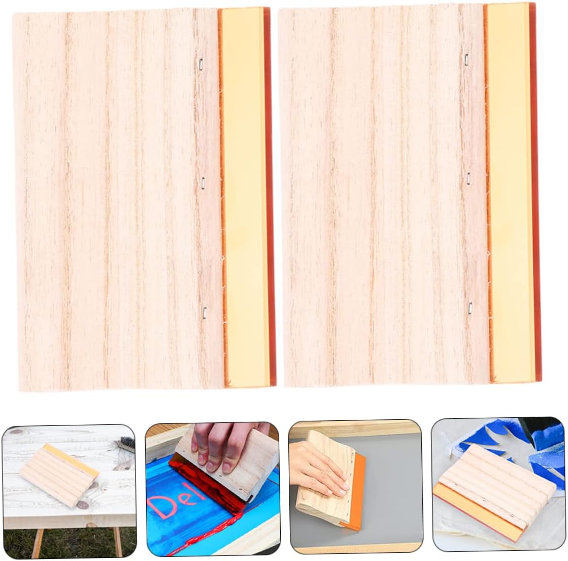 STOBOK 2Pcs Wooden Screen Printing Squeegee Set Sturdy Ink Scratch Board for Hobby Printers Multi-Use Printing Tool for Water and Oil-Based Inks