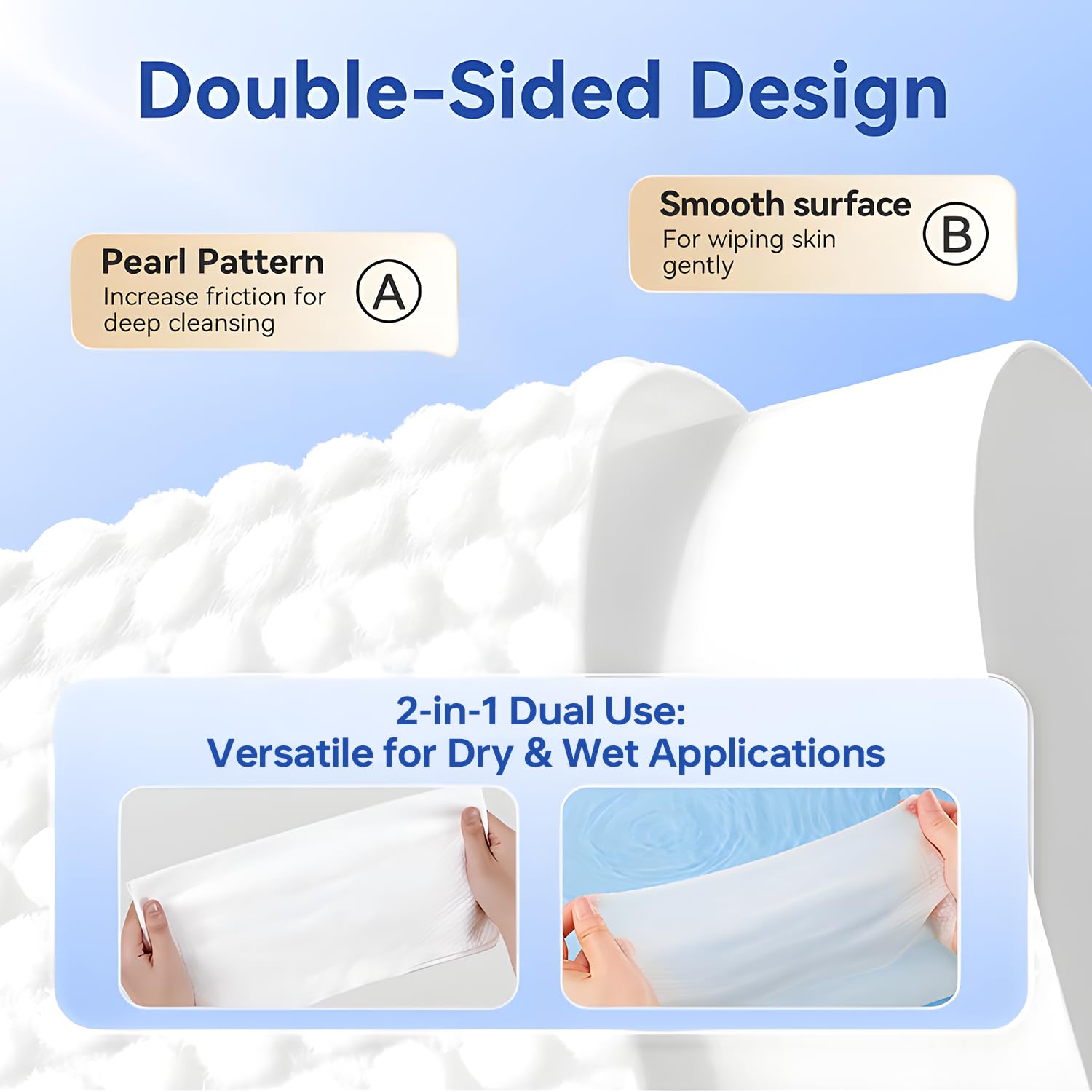 Disposable Face Towels 600 Count, Ultra Soft & Thick Facial Towels for Sensitive Skin, Biodegradable & Lint-Free Makeup Remover Dry Wipes, Multi-Purpose Cleansing Towelettes for Face Wipes