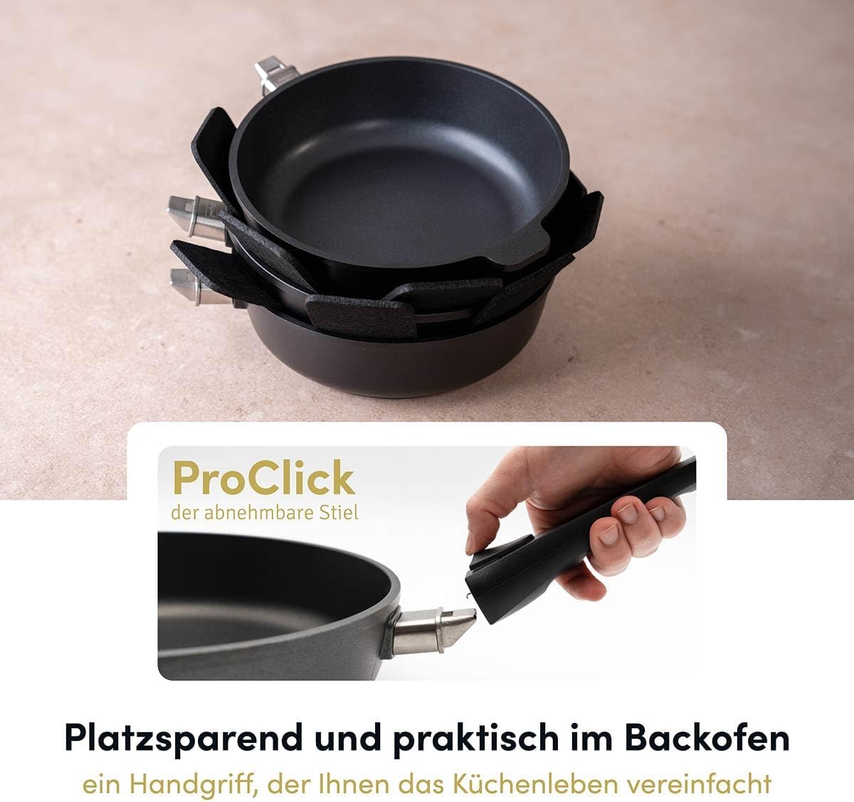Hoffmann STONIQ Hochrandpfanne, 28 cm, Antihaftbeschichtet, PTFE und PFAS-frei, Induktionsgeeignet, Backofenfest bis 300°C, Pfanne made in Germany, Bratpfanne, Schmorpfanne (mit Deckel, 28 cm)