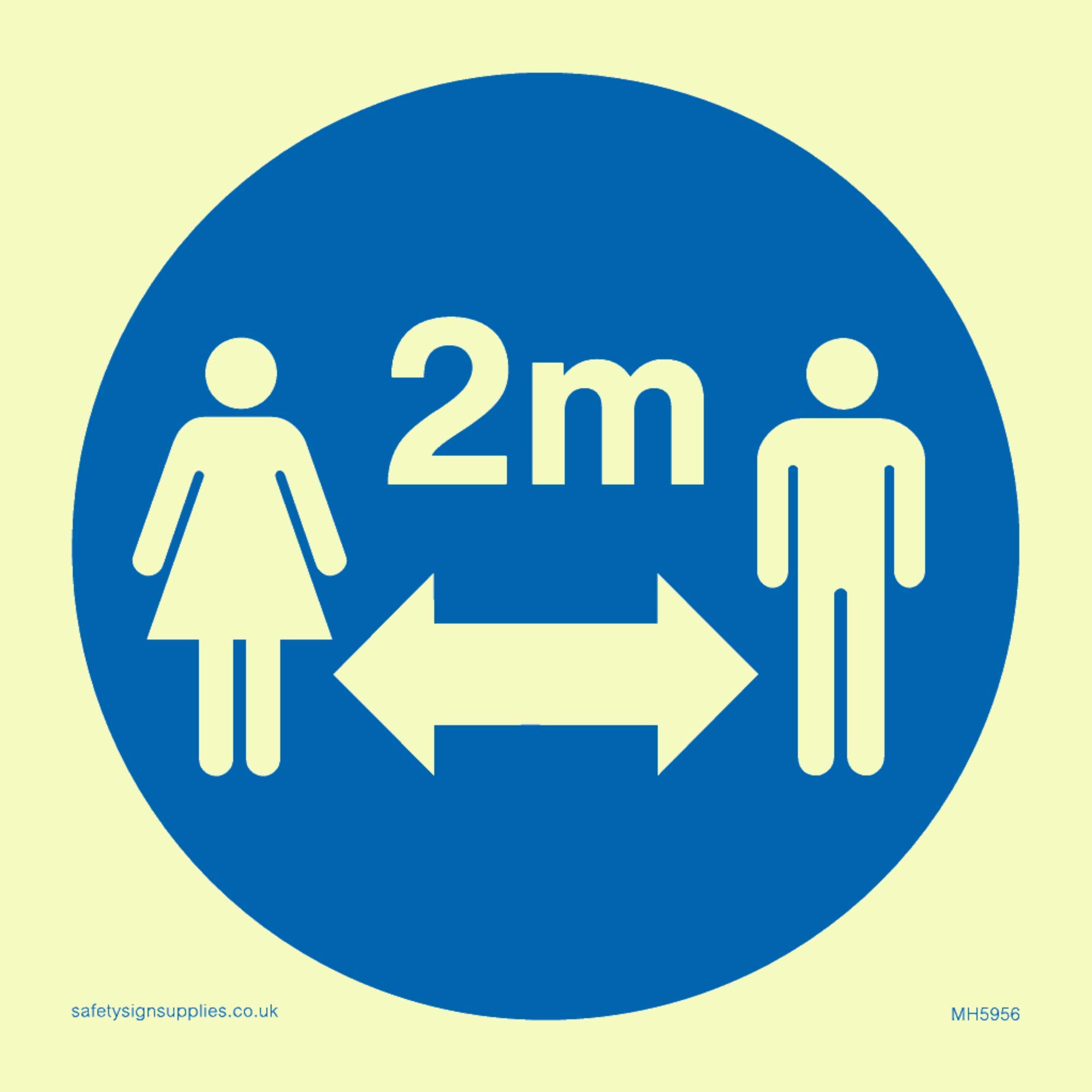 Social distance symbol sign - Plastic Semi-rigid Photoluminescent