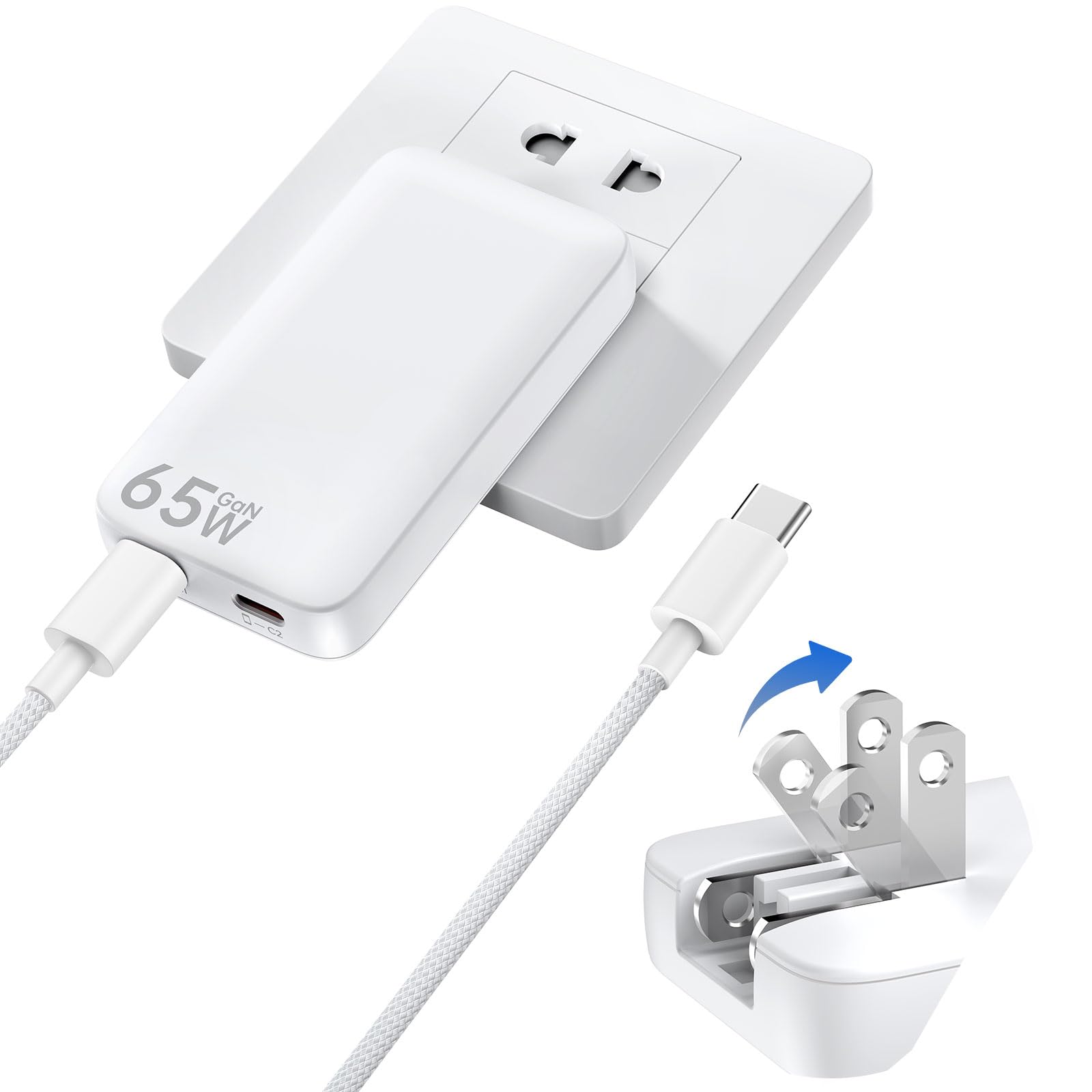 PD 65W 急速充電器 type-c 2M 100W Type-C ケーブル付 タイプC 携帯充電器 轻量/小型
