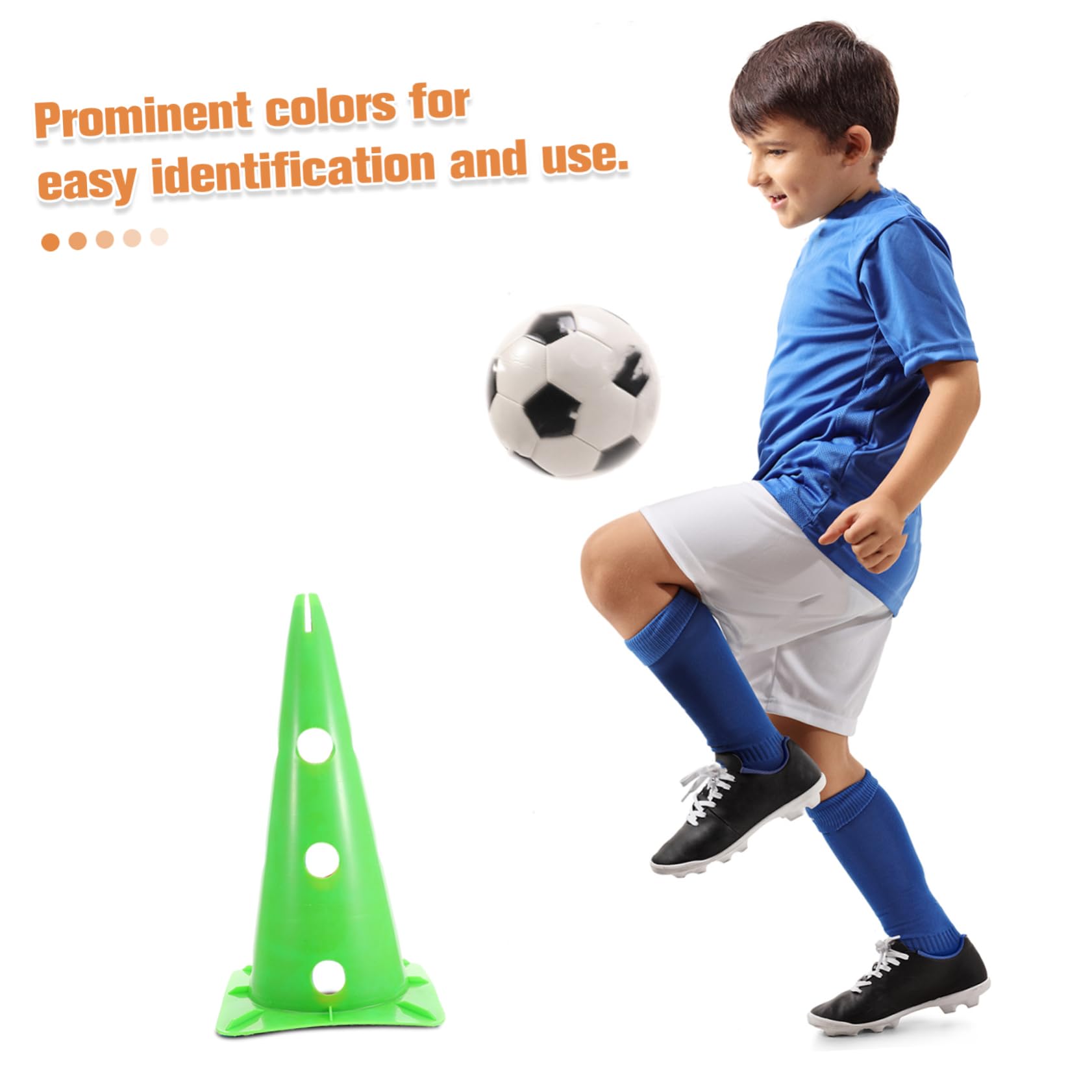 Yardwe Lot de 5 Cônes de Signalisation en PE Base Carrée, Robustes et Portables, pour Entraînements de Football et Compétitions Sportives