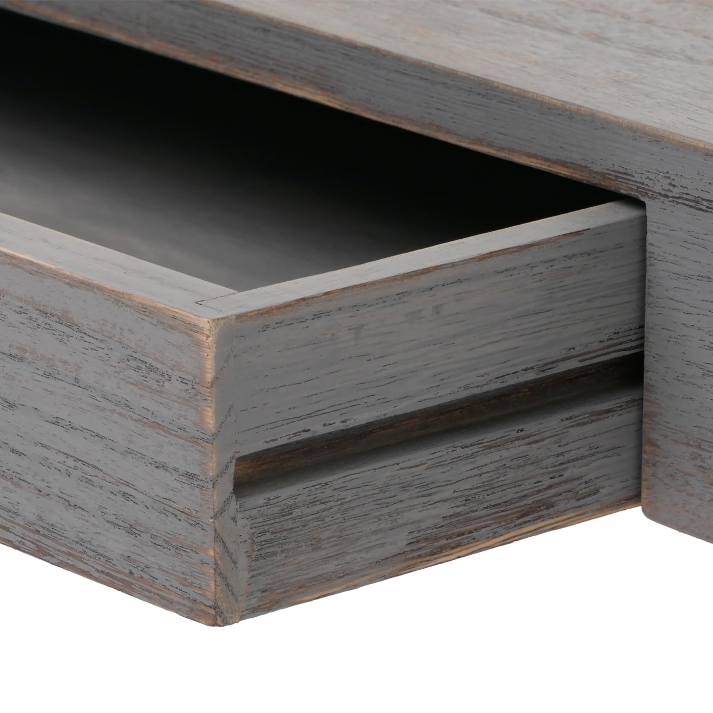 Mensola ripiano pensile con cassetto HWC-H37 25x80x8cm Legno massello Grigio Shabby
