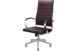 Luxmod Stylish High Back Executive Chair in Rich Brown Vegan Leather