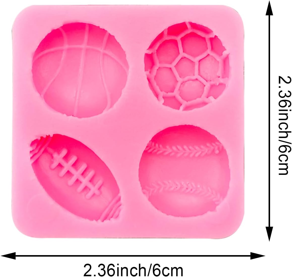 4PCS Ball Silicone Molds, Sports Theme Cake Decoration Silicone Mold, DIY Cookies Candy Gummy Chocolate Molds Ice Cream Tray for Holiday Party Day
