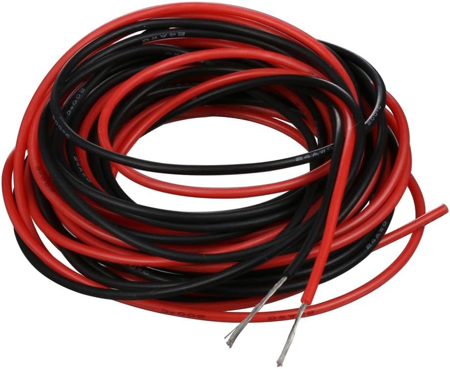 24 Gauge Silicone Wire red and Black Each 10ft Flexible 24 AWG Stranded Tinned Copper Wire