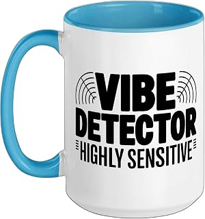 Highly Sensitive Person Vibe Detector Radar Illustration Ceramic Mug, Blue/White, 15oz
