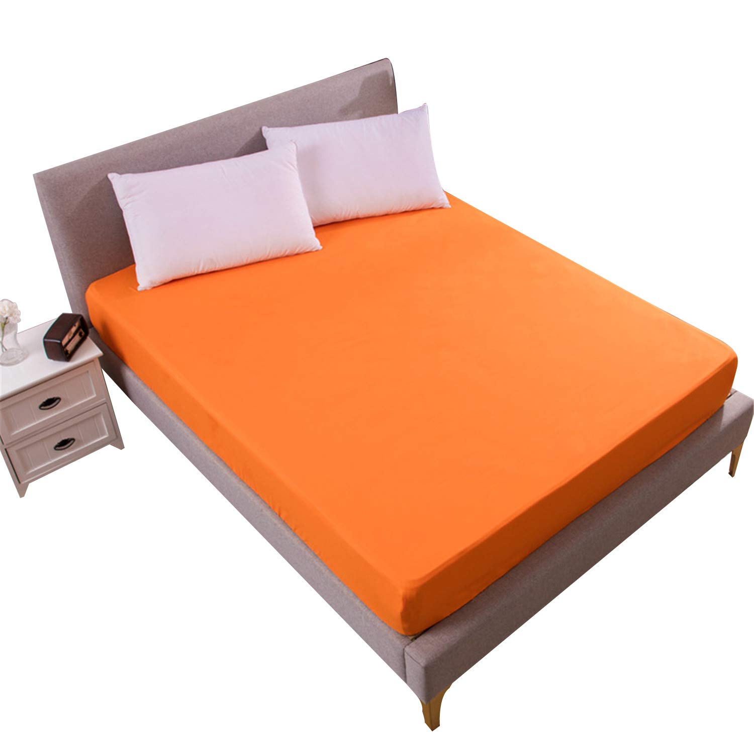 Matelas Protecteur 100% Étanche Orange Tissu Lisse Lit 76X80 Bonnet 18