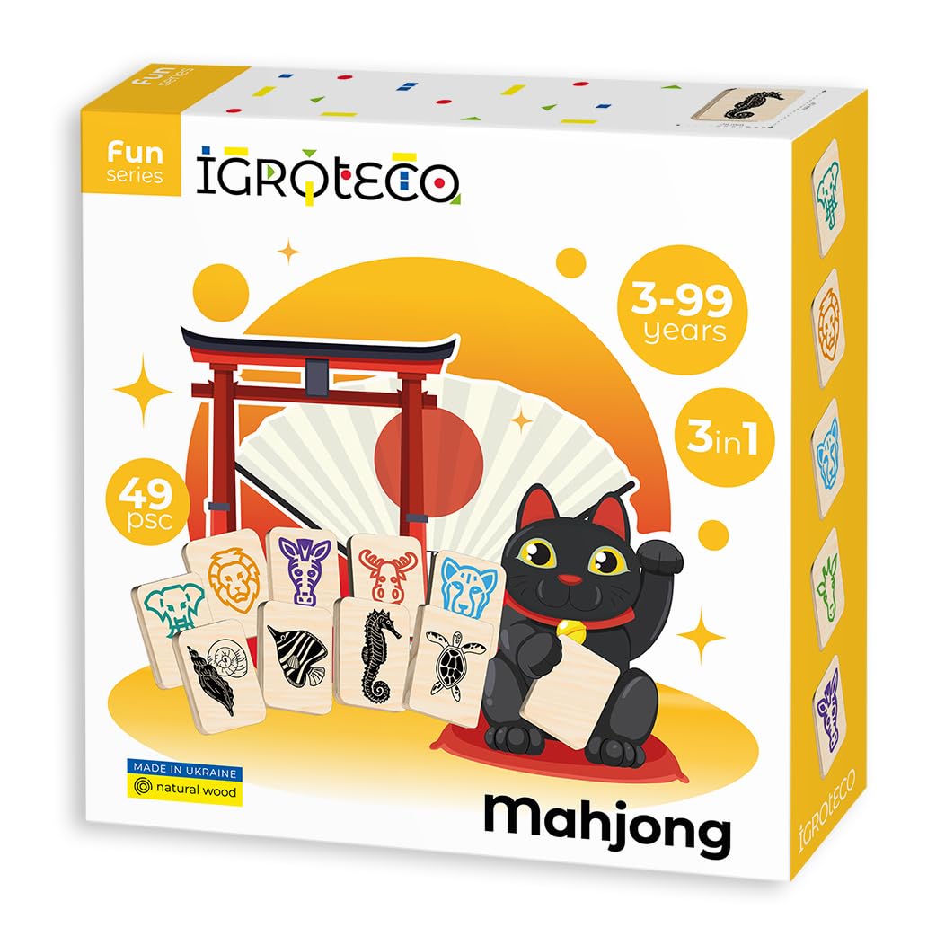 Mahjong de Madera Infantil – Juego Educativo de Criaturas Marinas y Animales Salvajes para Memoria, Lógica y Motricidad Fina