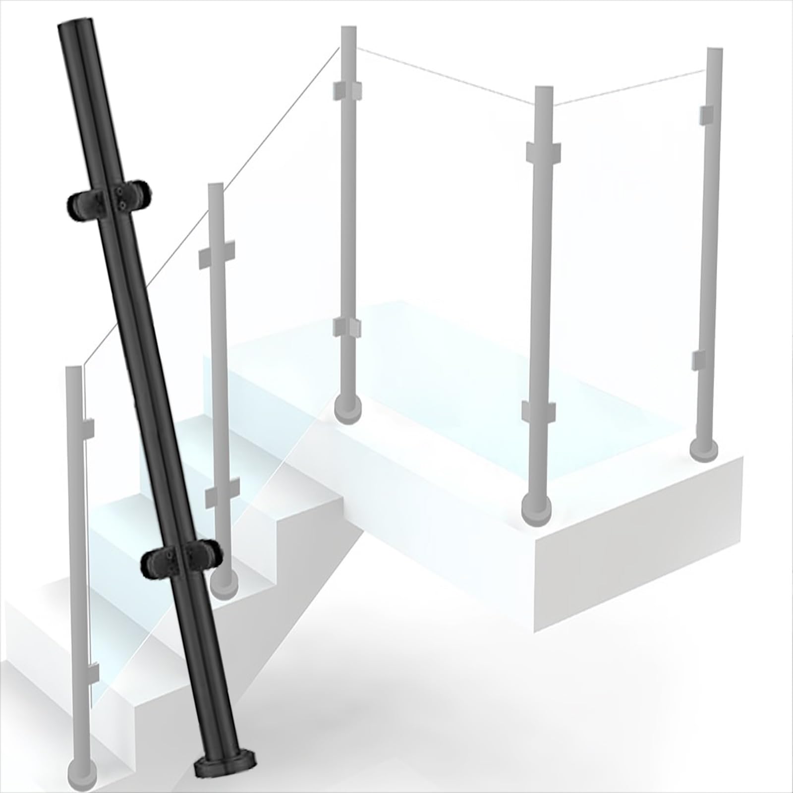 Poteau de garde-corps en acier et verre pour sécuriser et illuminer votre pont d'escalier
