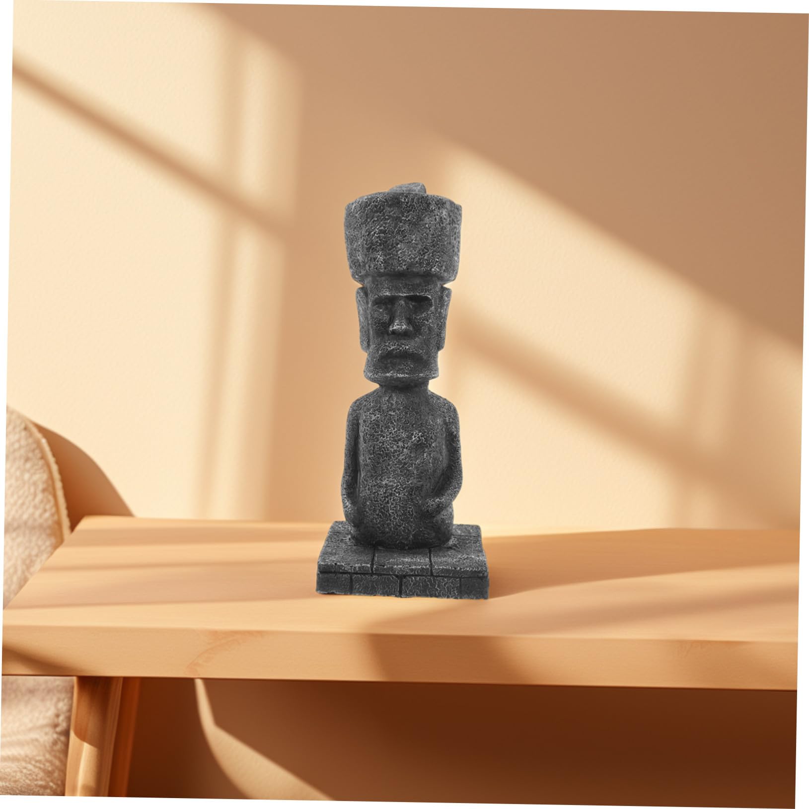 BESTYASH Statua Moai di Isola di Pasqua Ornamento Roccioso per Acquario Decorazione Acquario Scultura Testa Moai Figura in Pietra Decorazione Giardino