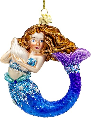 Kurt Adler Bellissimo - Adorno de sirena de cristal de 4.5 pulgadas.