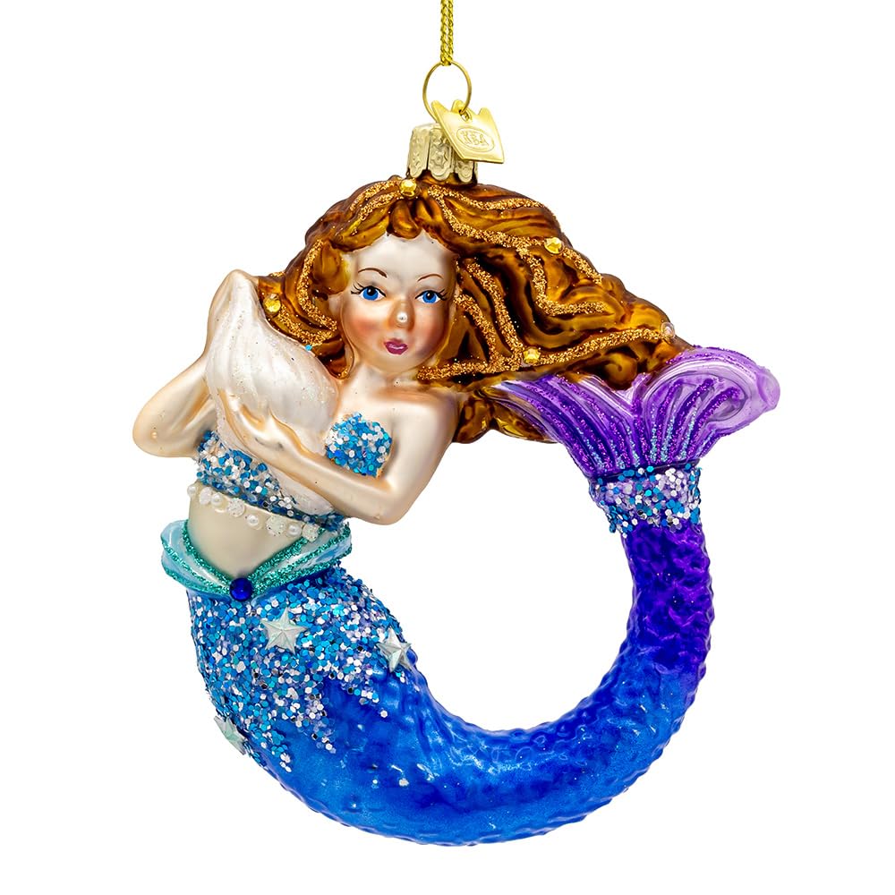 Décoration sirène en verre Kurt Adler Bellissimo pour un sapin de Noël féerique