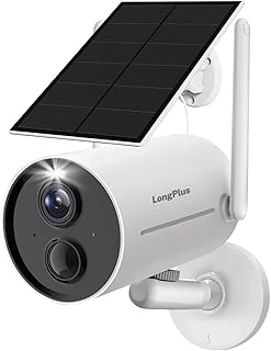 LongPlus Camera Surveillance Exterieur,Solar Powered Security Camera Wireless Outdoor,100% Wire-Free, 3.0MP WiFi Battery Camera with 2-Way Audio, PIR Motion Detection, Alarm, Color Night Vision, IP66