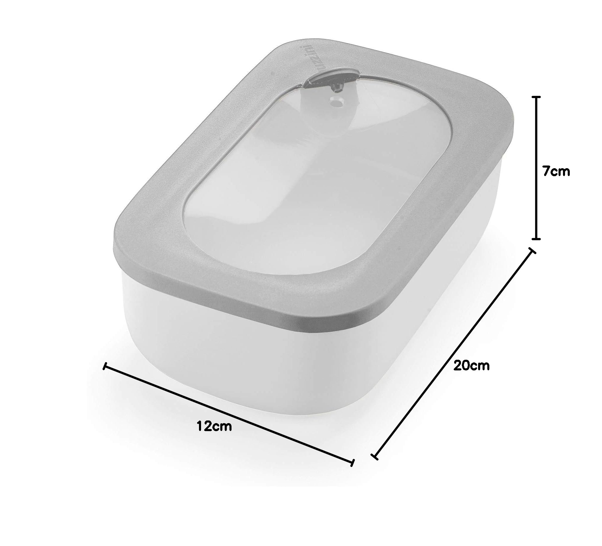 Guzzini - Kitchen Active Design, hermetyczny, prostokątny pojemnik, nadaje się do lodówki/zamrażarki/kuchenki mikrofalowej - ciemnoszary, 20 x 12 x 7 cm | 900 cc - 171000177