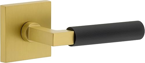 Viaggio 603045 Quadrato Rosette Privacy Contempo - Palanca acanalada, 2 34 pulgadas, latón satinadonegro satinado