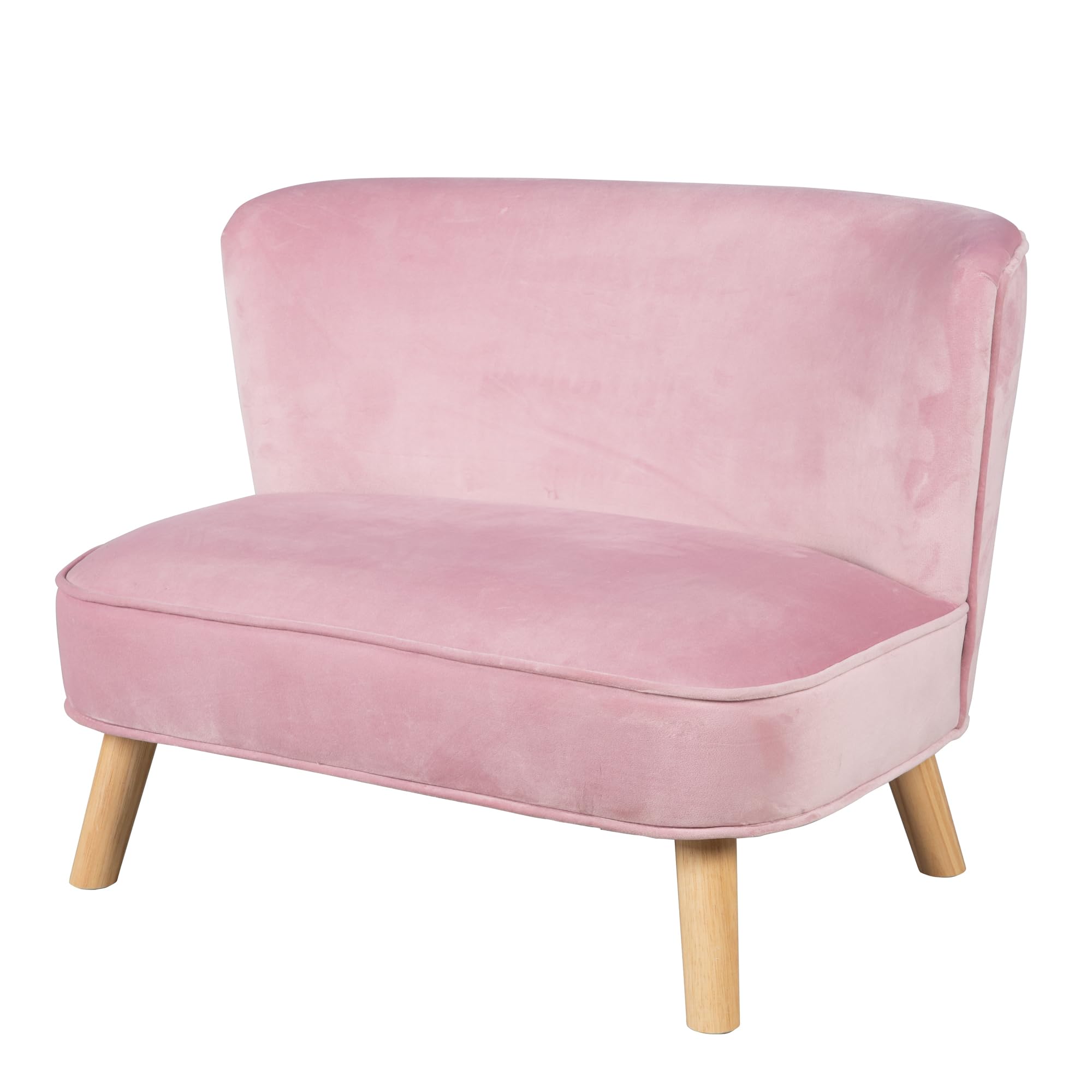 robaBaumann Children's Sofa 'Lil Sofa', Comfortable Children's Couch with Sturdy Wooden feet and Velvet Fabric in Pink/Mauve