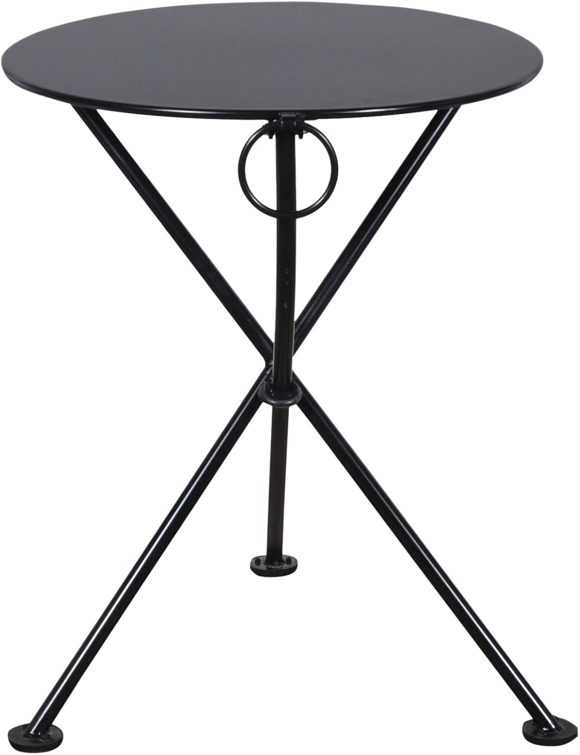 Mobel Designhaus French Café Bistro 3-leg Folding Bistro Table, Jet Black Frame, 24" Round Metal Top x 29" Height : Patio, Lawn & Garden