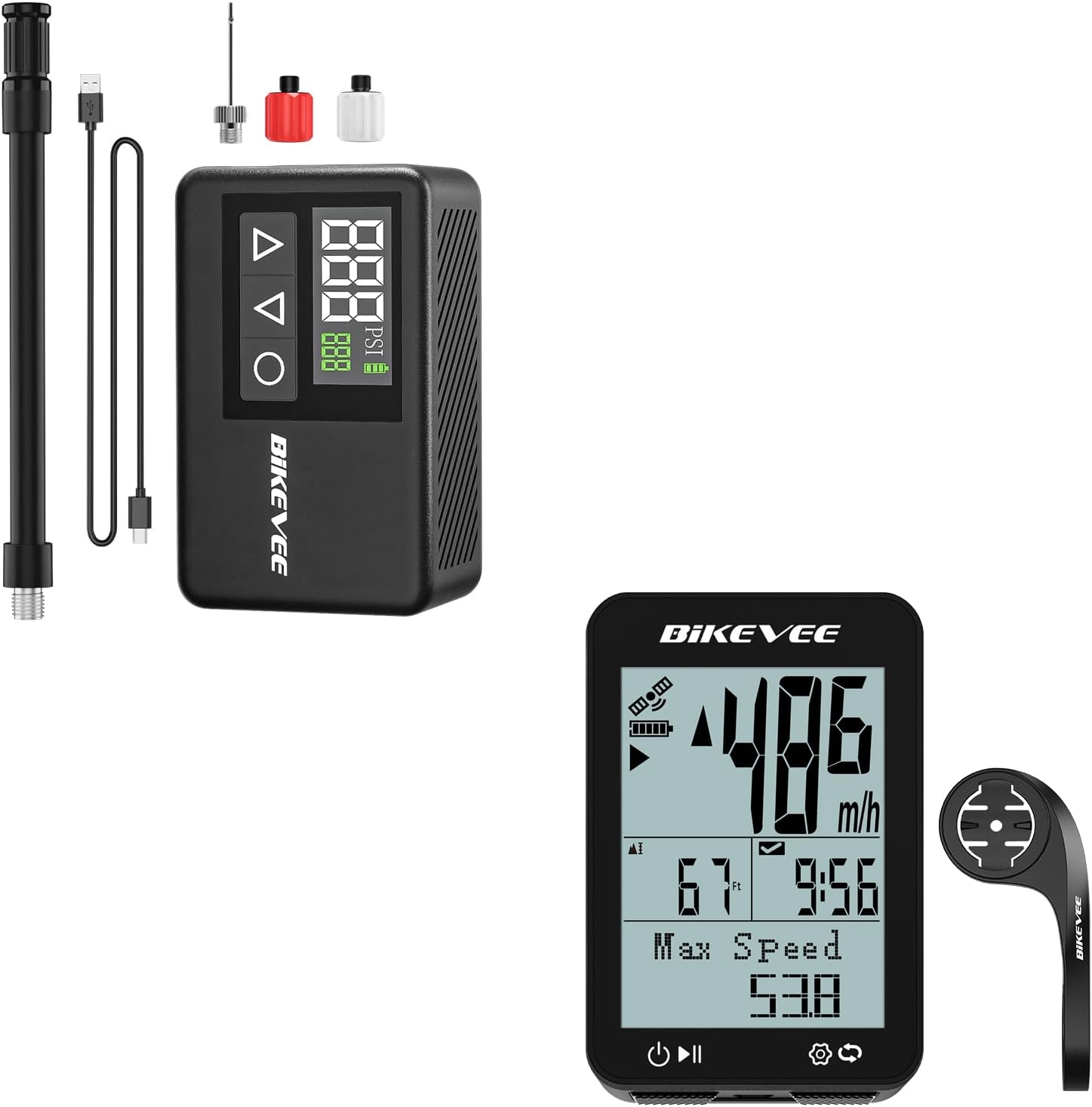 GPS Speedometer & Odometer - Wireless Bike Computer + Mini Bike Pump Electric (New Version)