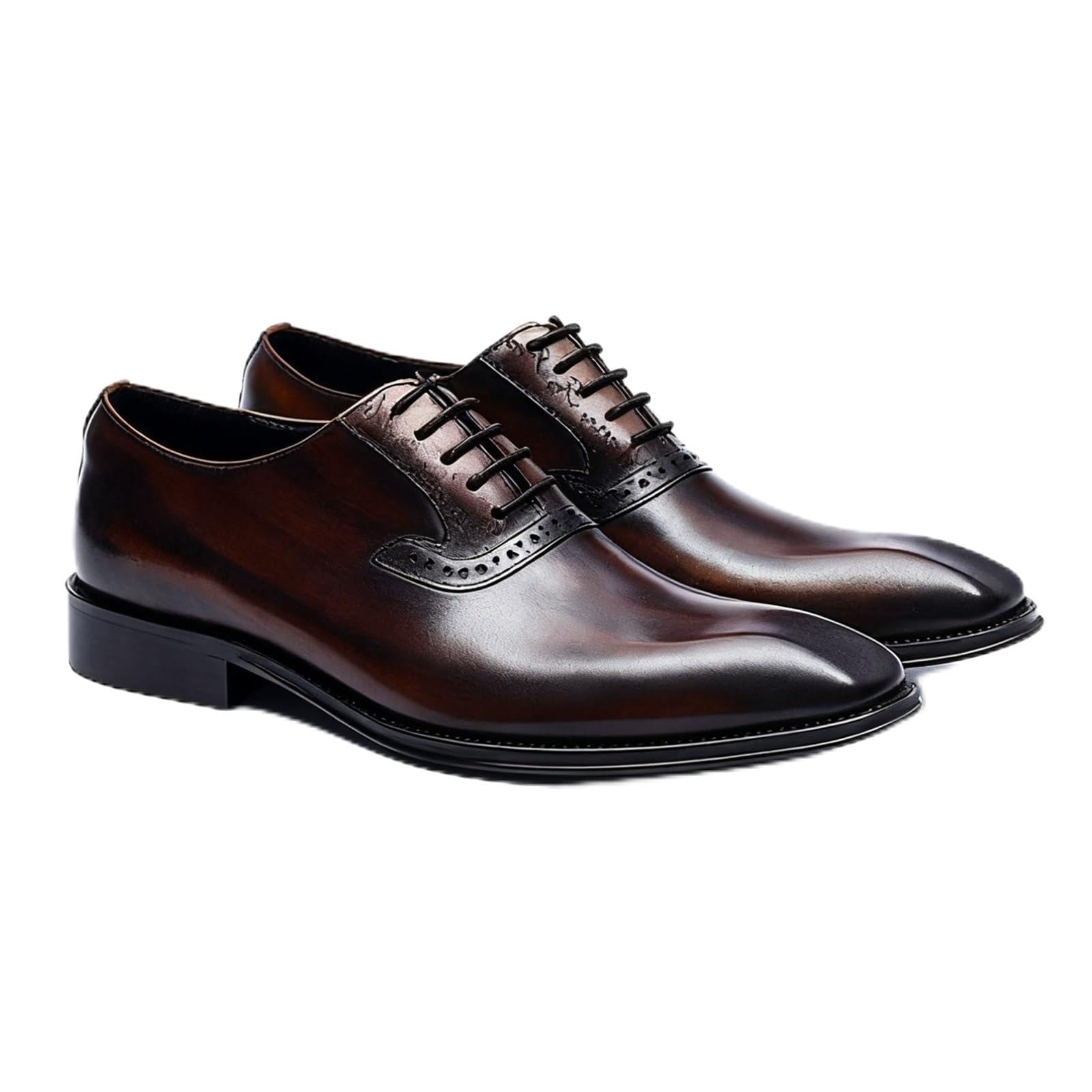 Męskie buty Oxford z wysokiej jakości skórą bydlęcą i oddychającą podszewką, na wesele, do biura i na formalne okazje, Brązowy, 38 EU