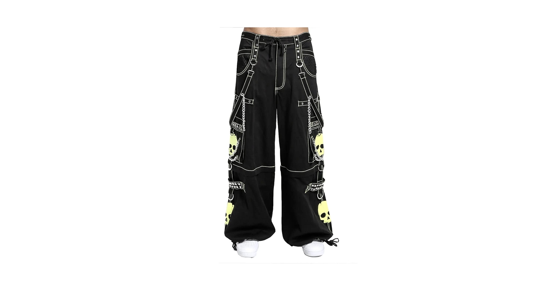 Amazon.com: Gothic Bondage Black/Lime Big Skull Men Pant