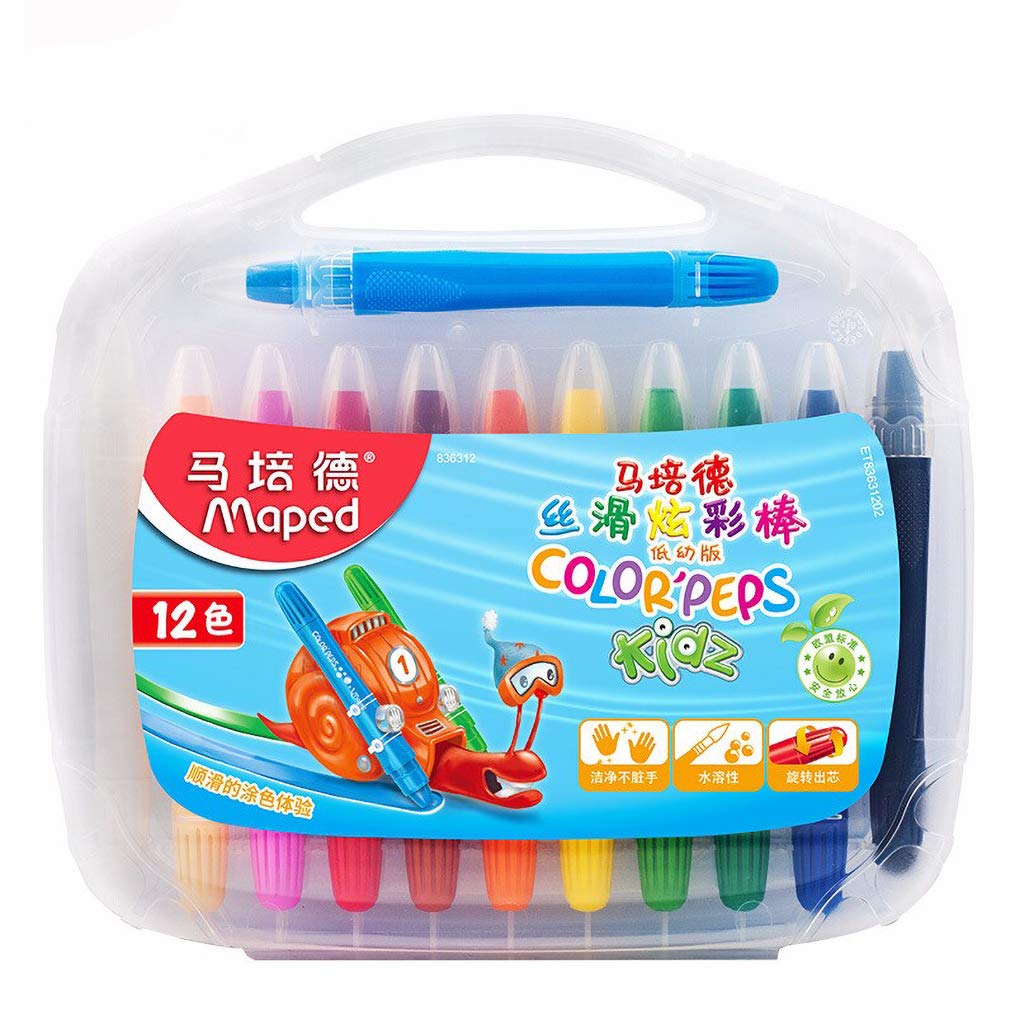 YYMIYU Thin Rod Colorful Stick Pen 12 Color Rotating Washable Crayons Water Soluble