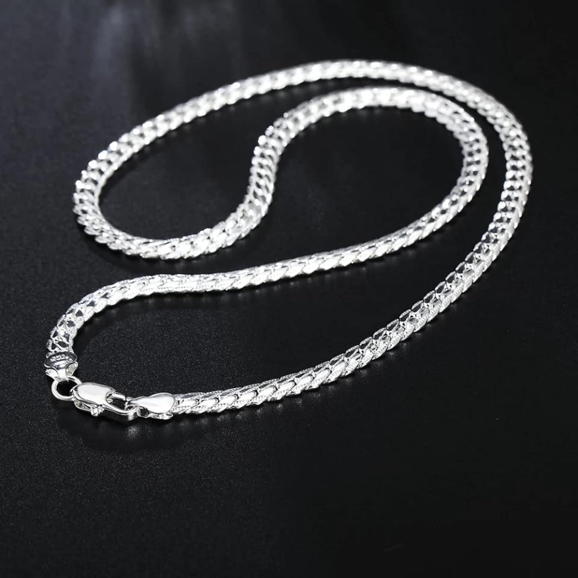 Men's Stylish Silver Plated Curb Chain Necklace
