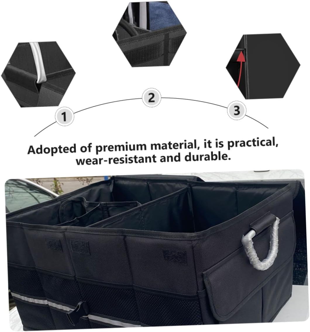 Car Trunk Organizer Foldable Storage Box with Non-slip Base Black Practical Car Organizer Case for Suv and Sedan Cargo Management