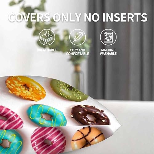 Miniatura 8 de WONDERTIFY Juego de 2 fundas de almohada redondas para tartas y alimentos, para cojines decorativos, cama, sofá, blanco, rosa, marrón, 16 x 16