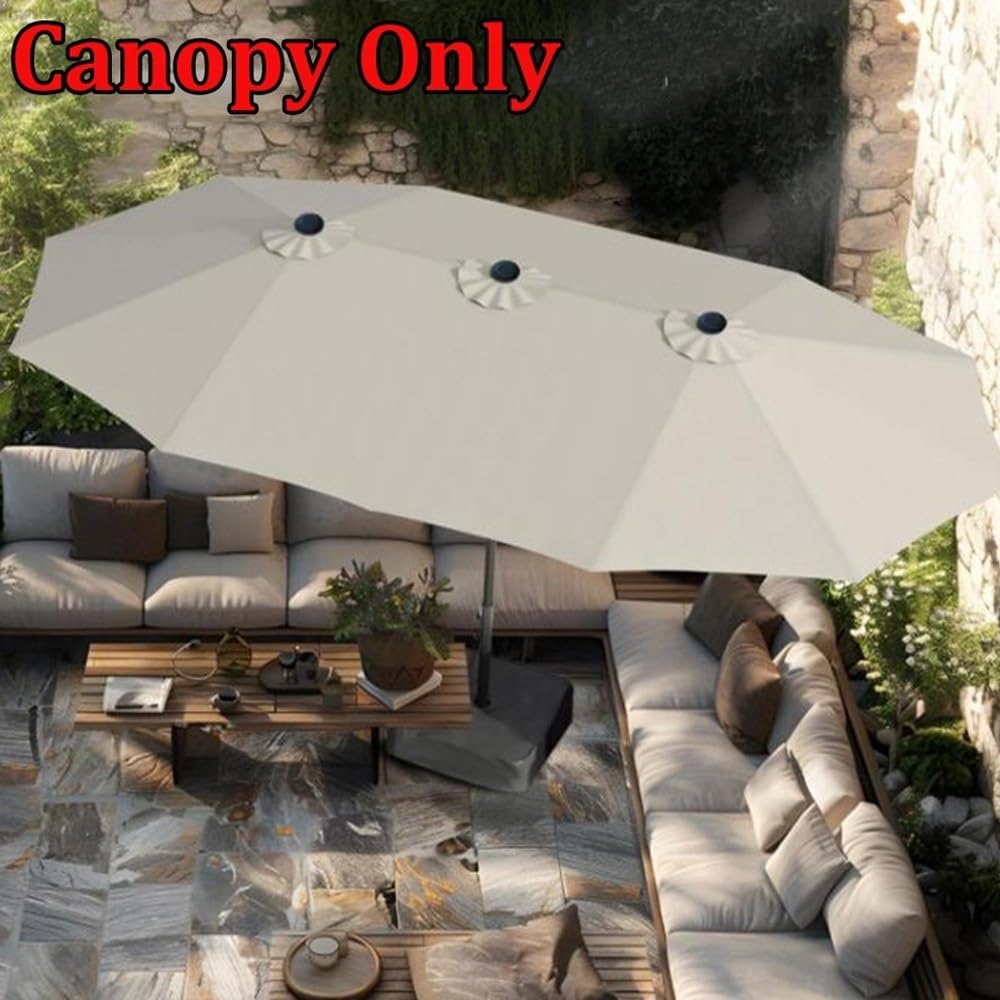 12 Baleines Grand Auvent De Rechange pour Parasol Double Extérieur 460x270cm Toile De Rechange per Parasol pour Terrasse, Jardin, Cour(Burgundy)