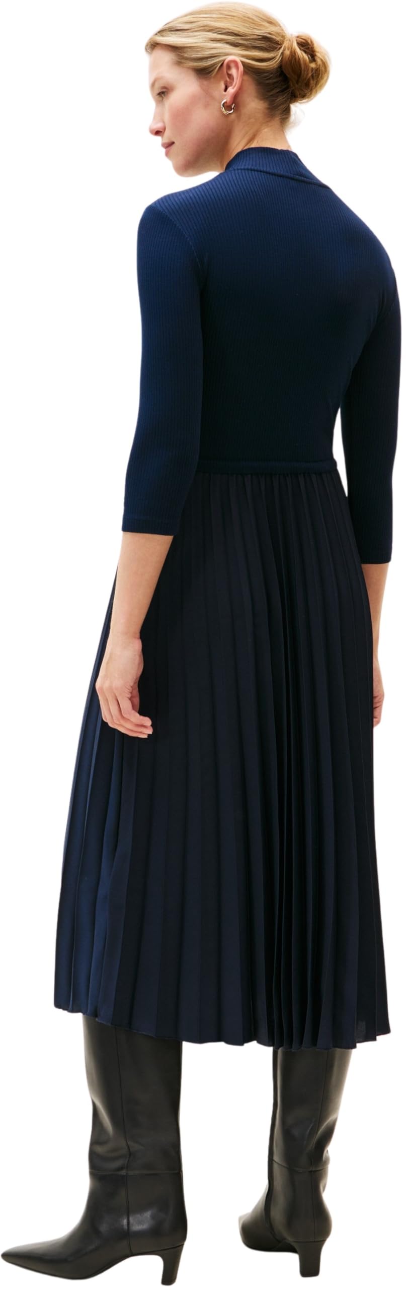 Tommy Hilfiger Vestido Mujer Slim Rib Mix Midi, Azul (Dark Night Navy), XXS