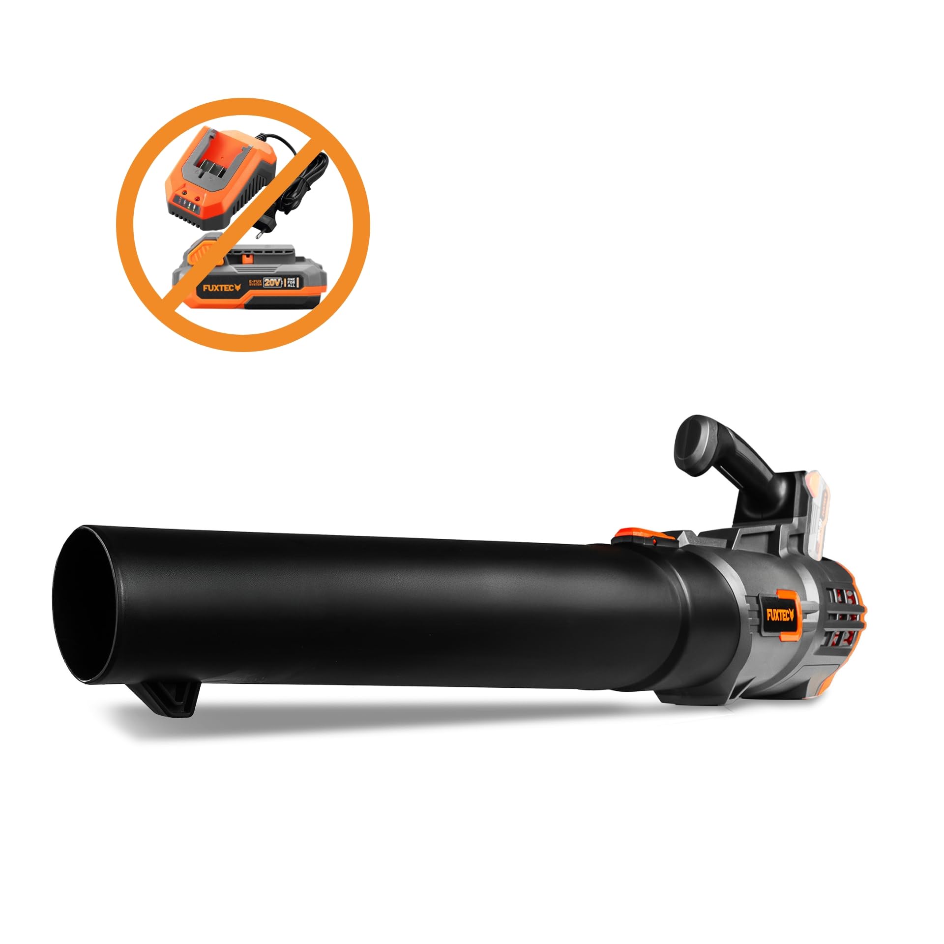 Soplador de Hojas a batería FUXTEC FX-E1LB20. Se Entrega sin batería ni Cargador. 20V 210W - inalámbrico para el jardín, la acera y el Camino - silencioso - hasta 38m/s