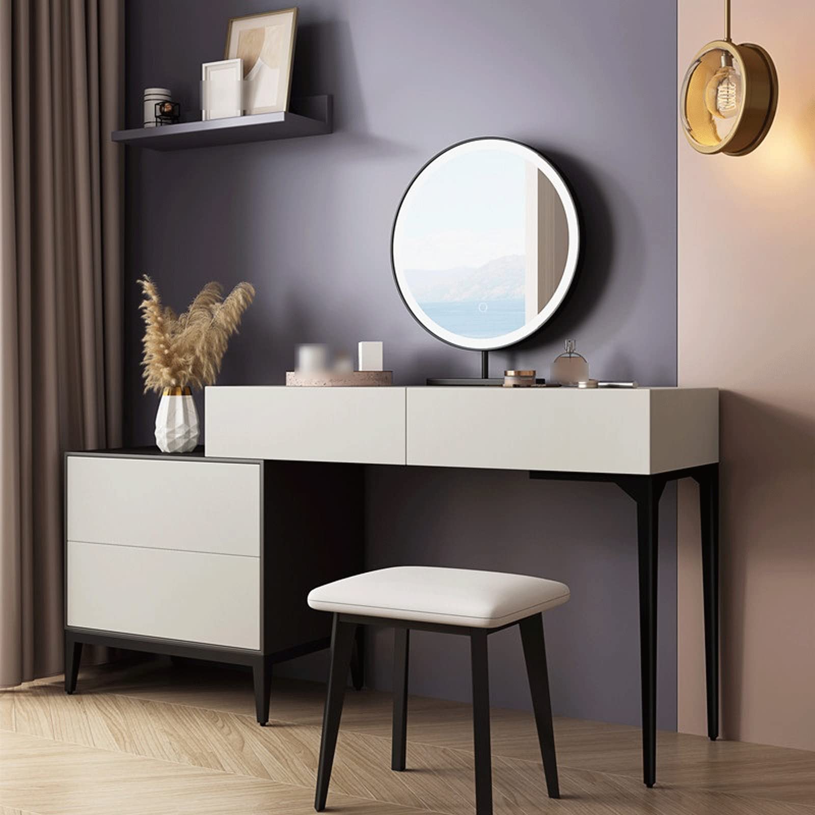 Modernes Make-up mit integriertem Stauraum – kleiner Familien-Kommode für Schlafzimmer – Stilvoller und funktionaler Schminktisch für Zuhause