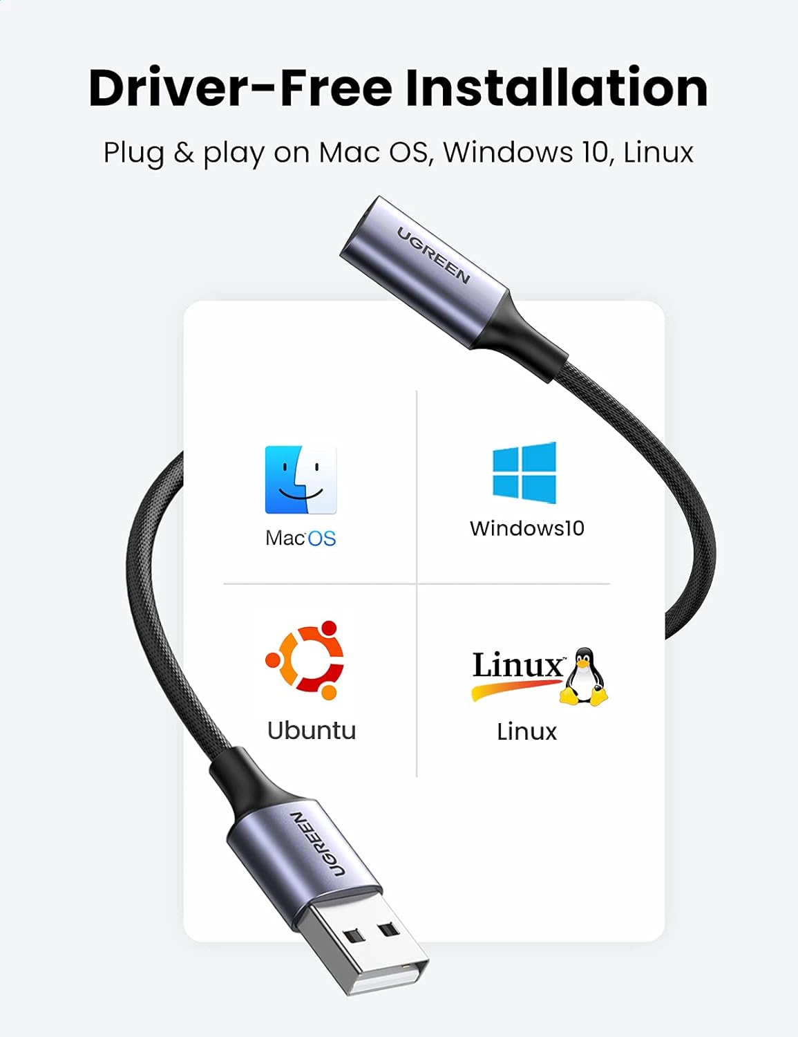 UGREEN USB A To Lightning Audio Adapter Cable MFi Certified Nylon