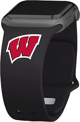 Affinity Bands Wisconsin Badgers Silicone Sport Band compatible with Apple Watch (38/40/41mm Black)