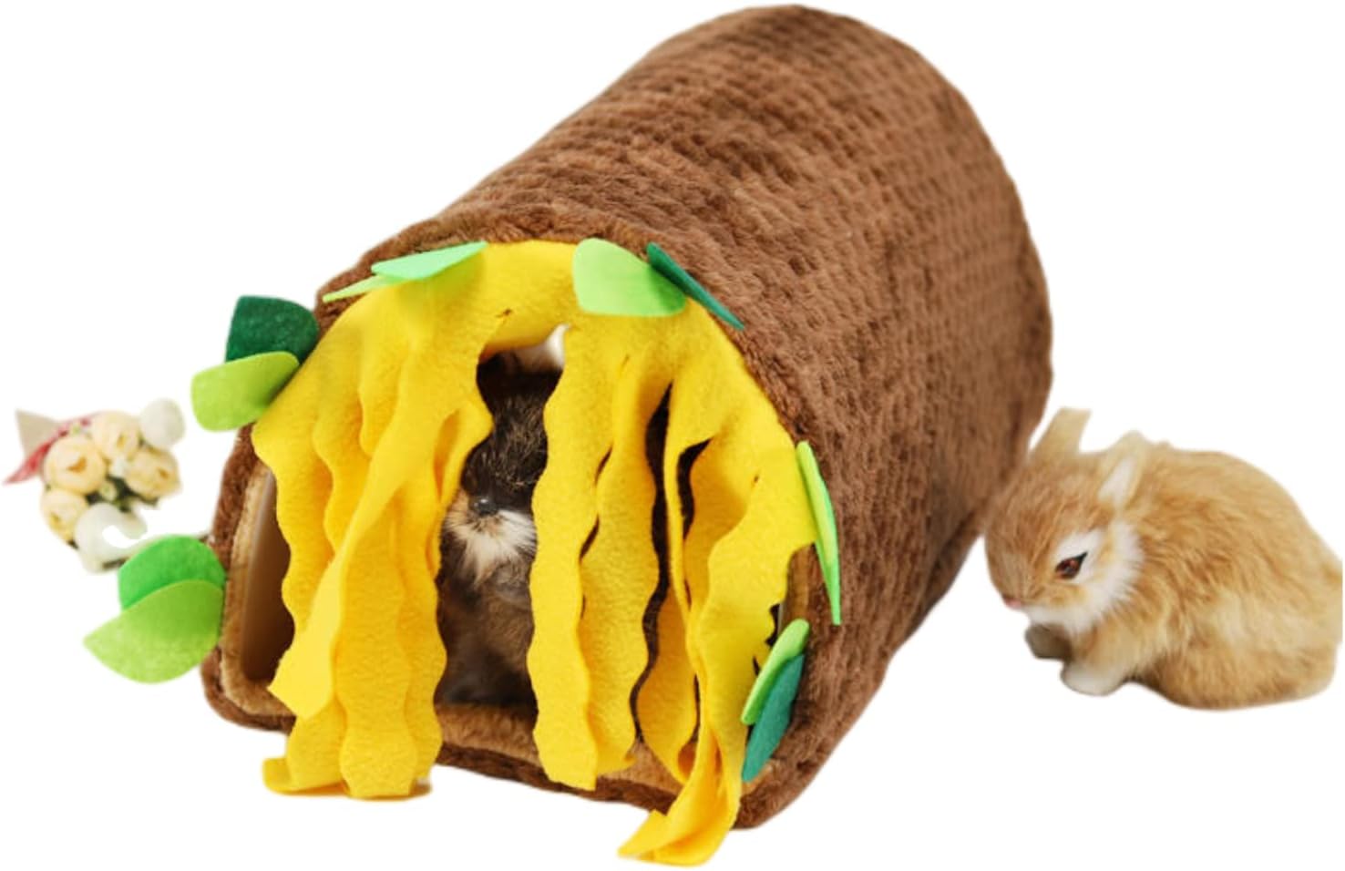 MANON ROSA Tunnel House Small Animals Pineapple Pattern, Tube Cage for Guinea Pigs Dwarf Rabbits Hamsters Rats Mice Parrots Chinchillas Hedgehogs Flying Squirrels - Includes All-Season Cooling Mat