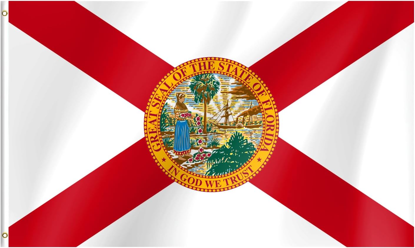 Florida Flag, 3x5 Florida FL State Flags with Brass Grommets, Ideal for Party Parades Sports Events Outdoor Decorations