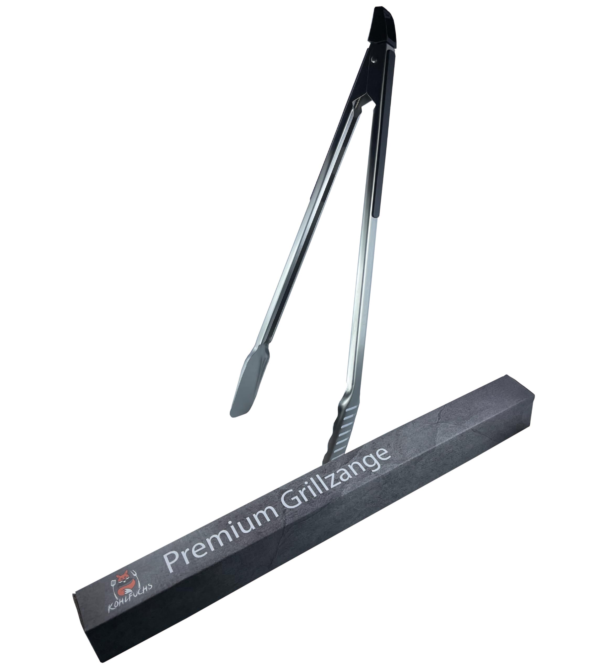 Kohlfuchs Premium Grillzange – 45cm Edelstahl, Mit Arretierung, Rutschfester Griff