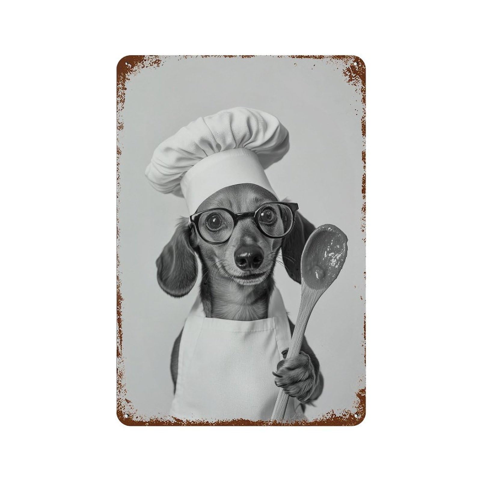 xiaoxiaoshen Dachshund Chef Print Wall Decor Art Metal Tin Poster Modern Home Decor Art Home Bar Shop Decorations Vintage Sign 30x20cm